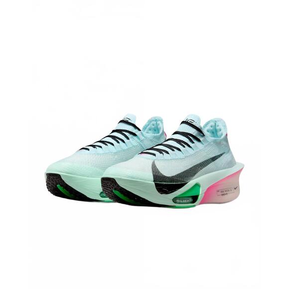 NEW NIKE men's alphafly 3 shoes in glacier blue/black/mint foam/green shock